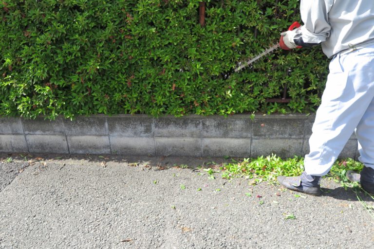 生垣の施工をする作業員