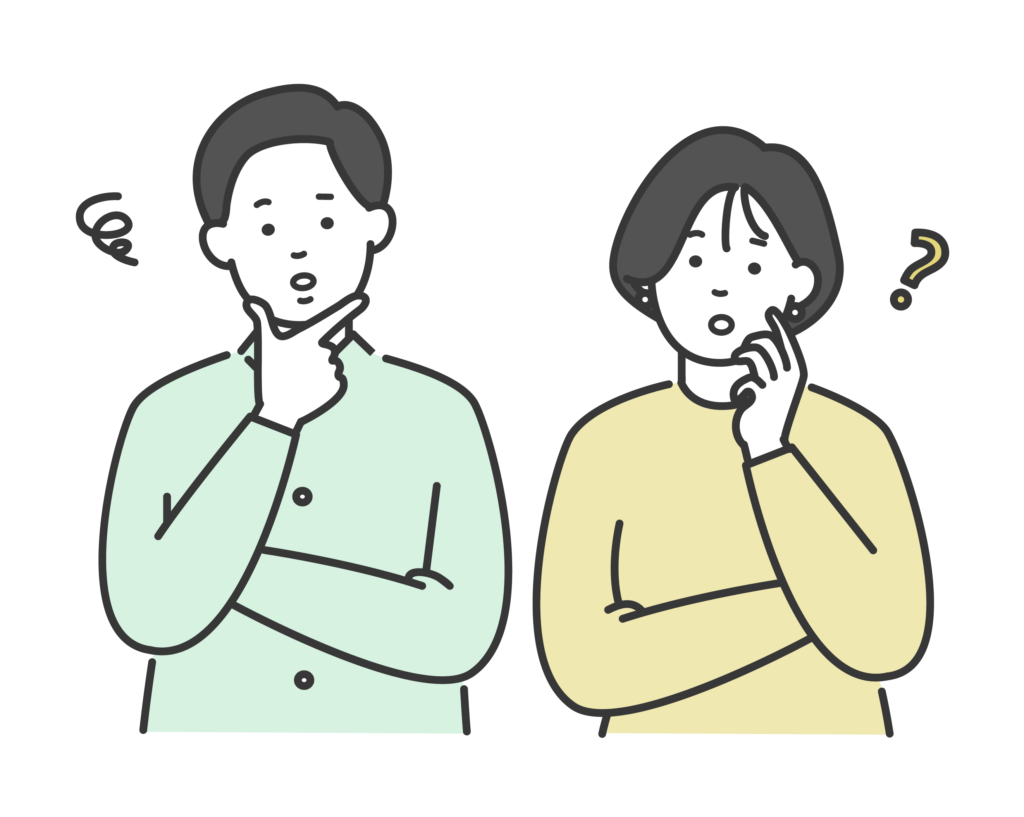 疑問を感じる男女のイラスト