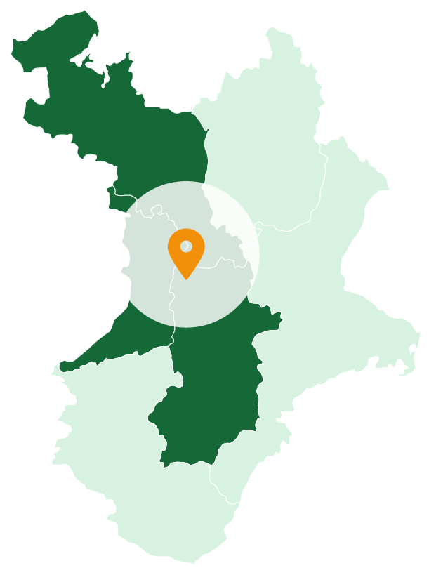 近畿2府4件のうちの京都・奈良・大阪の一部を示した地図